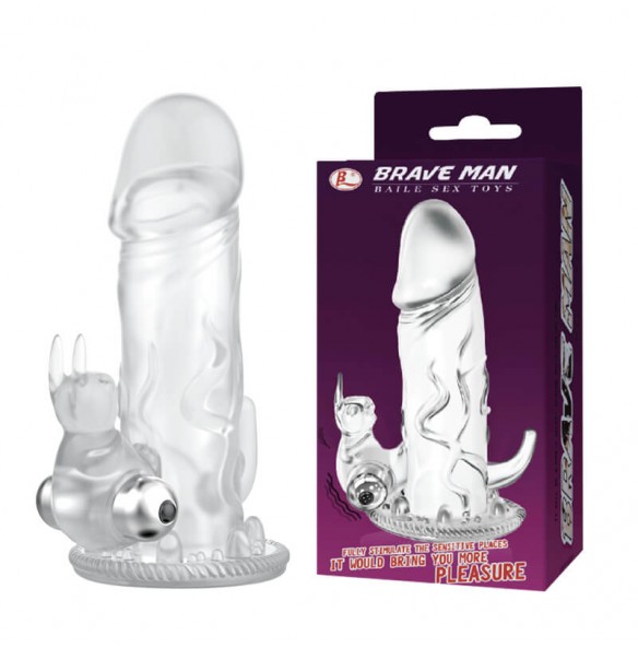 BAILE - Triple Pleasure Vibrating Crystal Rabbit Penis Sleeve (L:12.5cm - D:4cm) BAILE - Triple Pleasure Vibrating Crystal Rabbit Penis Sleeve (L:12.5cm - D:4cm)